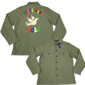 NWT! Polo Ralph Lauren Peace Love Embroidered Military Army Camp Shirt Jacket XS
